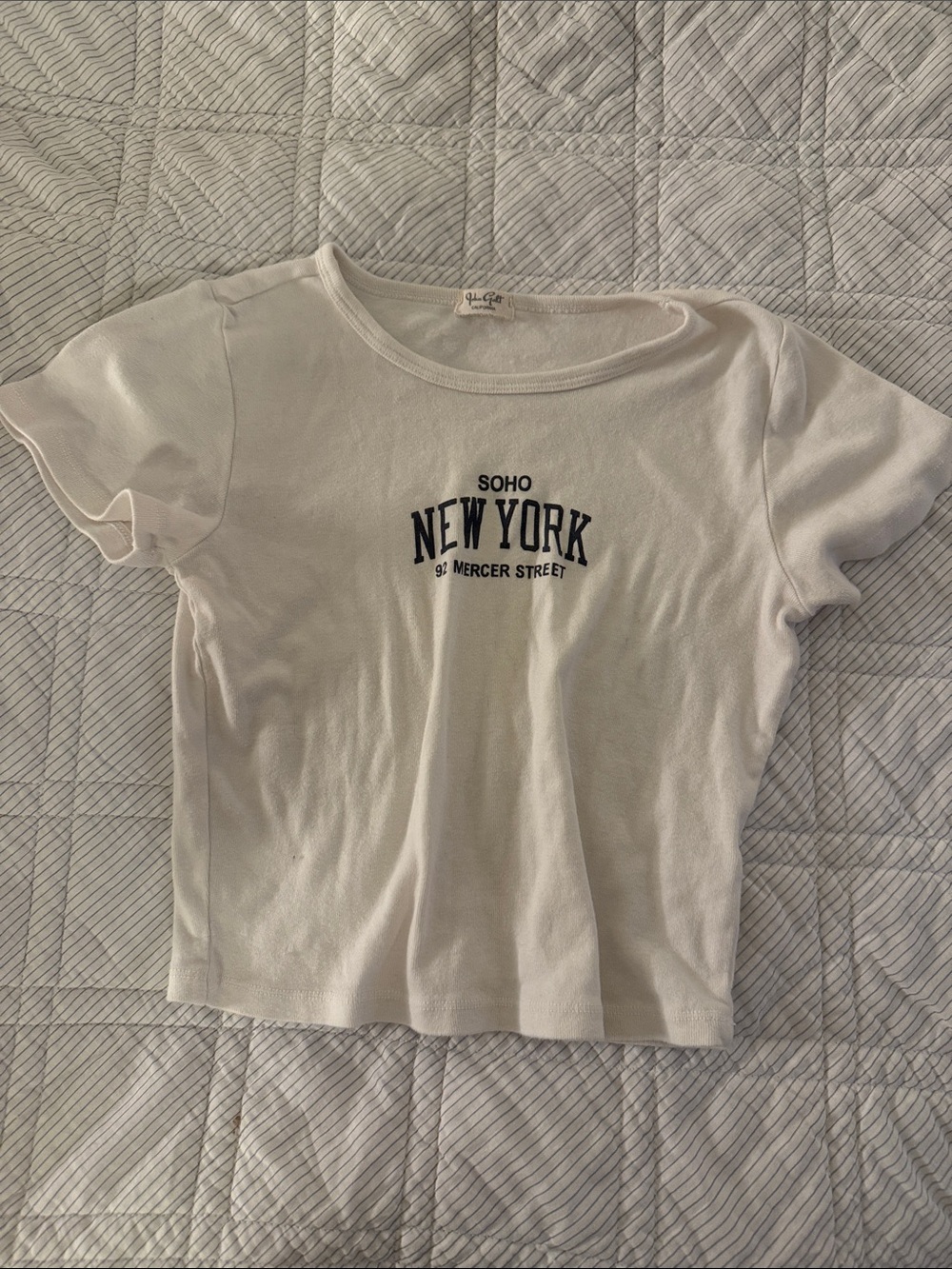 Brandy Melville White Tee with Navy 'New York' Graphic